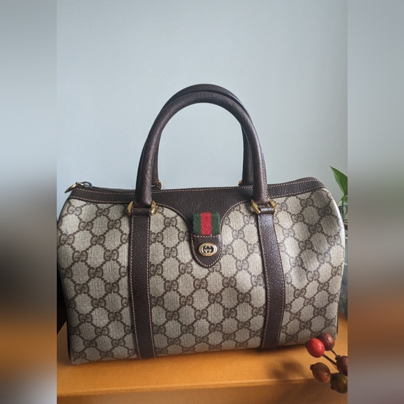 Gucci GG Canvas Web Sherry line Boston Bag - Picture 3 of 15